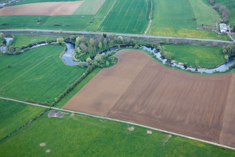 Aerial view of Villy in the state Ardennes, France