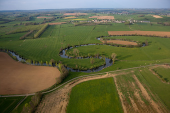Aerial view of Tétaigne in the state Ardennes, France