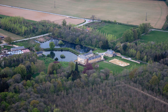 Aerial view of Rubécourt-et-Lamécourt in the state Ardennes, France