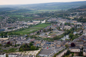 Sedan in the state Ardennes, France from above