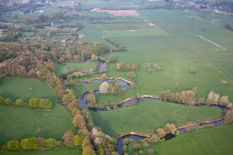 Aerial view of Oise in Marly-Gomont in the state Aisne, France