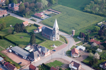Aerial view of Neuville-Bourjonval in the state Pas de Calais, France
