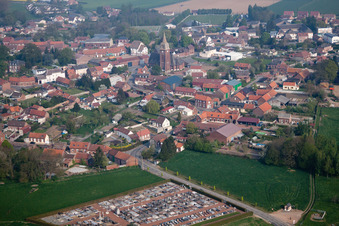 Aerial view of Bertincourt in the state Pas de Calais, France