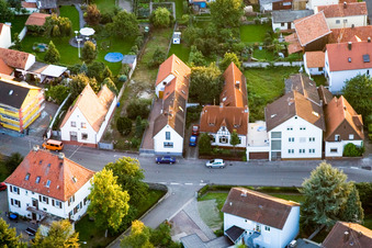 Friedenstr in Hagenbach in the state Rhineland-Palatinate, Germany from the plane