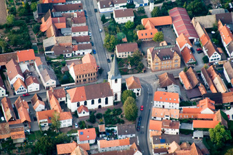 Aerial view of Ottersheim near Landau in Ottersheim bei Landau in the state Rhineland-Palatinate, Germany