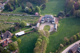 Buildings and parks at the manor house of the manor house - country estate in Hendecourt-lès-Ransart in the state Pas de Calais, France