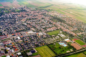 City from the northeast in Offenbach an der Queich in the state Rhineland-Palatinate, Germany