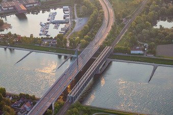 Rhine bridges in the district Knielingen in Karlsruhe in the state Baden-Wuerttemberg, Germany