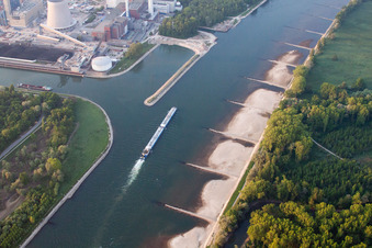 Harbor entrance in the district Daxlanden in Karlsruhe in the state Baden-Wuerttemberg, Germany
