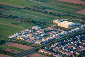 Aerial view of Commercial ring in the district Mörsch in Rheinstetten in the state Baden-Wuerttemberg, Germany