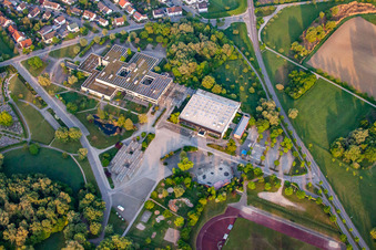 Aerial photograpy of Celtic Hall in the district Mörsch in Rheinstetten in the state Baden-Wuerttemberg, Germany
