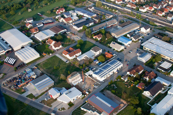 Aerial view of Industrial and commercial area East in Bietigheim in the state Baden-Wurttemberg