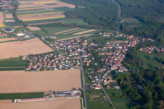 Bird's eye view of Scheibenhardt in Scheibenhard in the state Bas-Rhin, France
