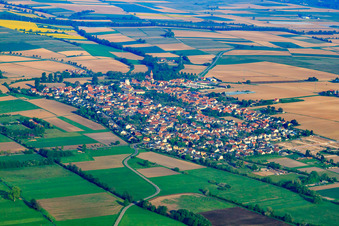 Village view from the southeast in Minfeld in the state Rhineland-Palatinate, Germany from above
