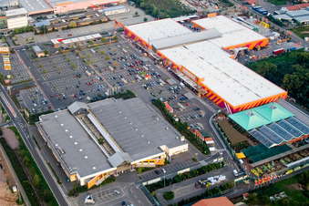 Aerial view of Building of the construction market of Hornbach Zentrale in the district Industriegebiet Bornheim in Bornheim in the state Rhineland-Palatinate