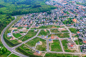 Aerial photograpy of Vogelring new development area in Jockgrim in the state Rhineland-Palatinate, Germany