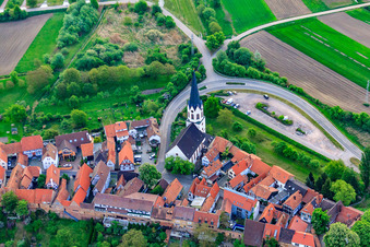 Aerial view of Hinterstädel from the west in Jockgrim in the state Rhineland-Palatinate, Germany