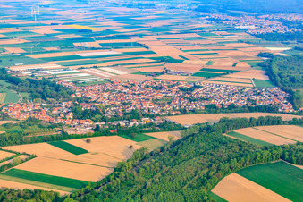 Aerial view of Village view from the southeast in Hördt in the state Rhineland-Palatinate, Germany