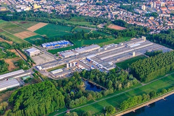 Oblique view of Rheinspan GmbH & Co. KG in Germersheim in the state Rhineland-Palatinate, Germany