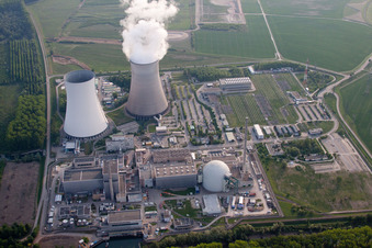 Aerial photograpy of Nuclear power plant in Philippsburg in the state Baden-Wuerttemberg, Germany