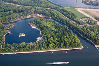 Aerial view of Old Rhine in the district Mechtersheim in Römerberg in the state Rhineland-Palatinate, Germany
