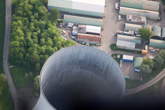Philippsburg in the state Baden-Wuerttemberg, Germany from the plane