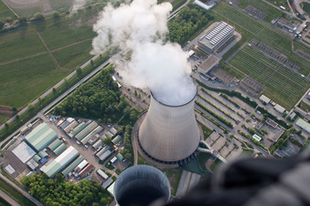 Bird's eye view of Philippsburg in the state Baden-Wuerttemberg, Germany