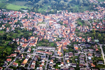 Aerial view of From the north in the district Godramstein in Landau in der Pfalz in the state Rhineland-Palatinate, Germany