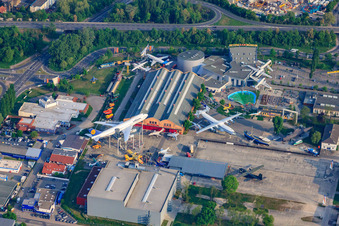 Technology Museum Speyer in Speyer in the state Rhineland-Palatinate, Germany from the drone perspective