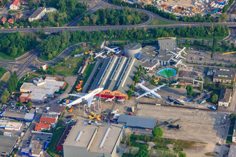 Technology Museum Speyer in Speyer in the state Rhineland-Palatinate, Germany from a drone