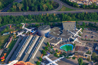 Technology Museum Speyer in Speyer in the state Rhineland-Palatinate, Germany seen from a drone