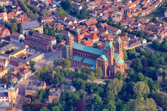 Cathedral to Speyer in Speyer in the state Rhineland-Palatinate, Germany from the plane