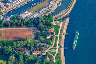Pier Speyer on the Rhine promenade with cruise ship Viking in Speyer in the state Rhineland-Palatinate, Germany