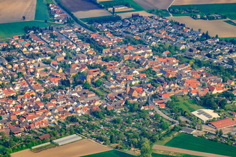 Village view from the southeast in Otterstadt in the state Rhineland-Palatinate, Germany