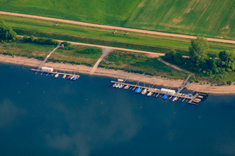Boat dock of the SVM Sailing Association Mannheim eV and the Sailing Association Worms at the Otterstadt Althrein in Otterstadt in the state Rhineland-Palatinate, Germany