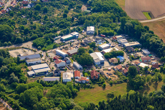 Mittelwegring commercial area in Jockgrim in the state Rhineland-Palatinate, Germany from above
