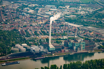 Aerial view of GKM in the district Neckarau in Mannheim in the state Baden-Wuerttemberg, Germany