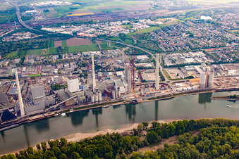 GKM in the district Neckarau in Mannheim in the state Baden-Wuerttemberg, Germany from the plane