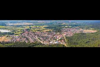 Panorama of the city from the north in Jockgrim in the state Rhineland-Palatinate, Germany