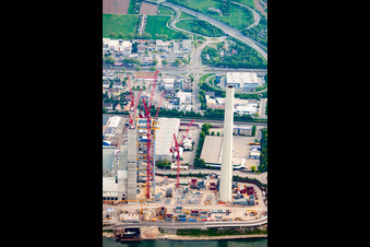 Drone image of GKM in the district Neckarau in Mannheim in the state Baden-Wuerttemberg, Germany