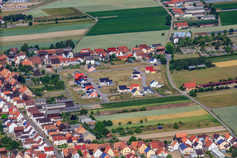New development area in Tabakfeld in Hatzenbühl in the state Rhineland-Palatinate, Germany from the plane