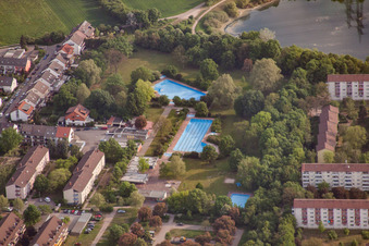Park swimming pool in the district Rheinau in Mannheim in the state Baden-Wuerttemberg, Germany