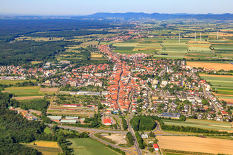 Aerial view of City from the east in Kandel in the state Rhineland-Palatinate, Germany
