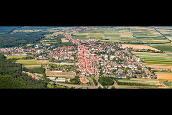 Aerial photograpy of City from the east in Kandel in the state Rhineland-Palatinate, Germany