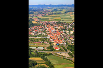 Oblique view of City from the east in Kandel in the state Rhineland-Palatinate, Germany
