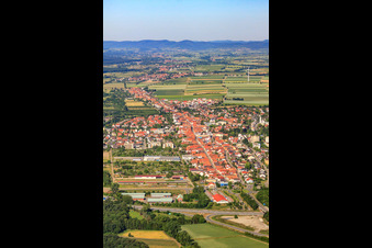 City from the east in Kandel in the state Rhineland-Palatinate, Germany from above