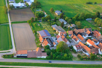Drone image of Stoffhalle Kissenzauber in Brehmstr in the district Minderslachen in Kandel in the state Rhineland-Palatinate, Germany