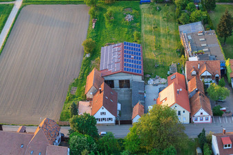 Stoffhalle Kissenzauber in Brehmstr in the district Minderslachen in Kandel in the state Rhineland-Palatinate, Germany from the drone perspective