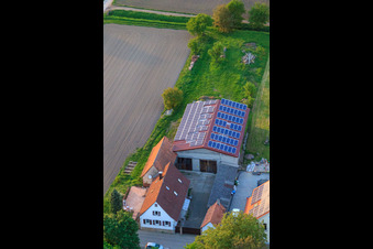 Stoffhalle Kissenzauber in Brehmstr in the district Minderslachen in Kandel in the state Rhineland-Palatinate, Germany from a drone