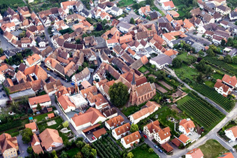Aerial view of Village view of Birkweiler in the state Rhineland-Palatinate